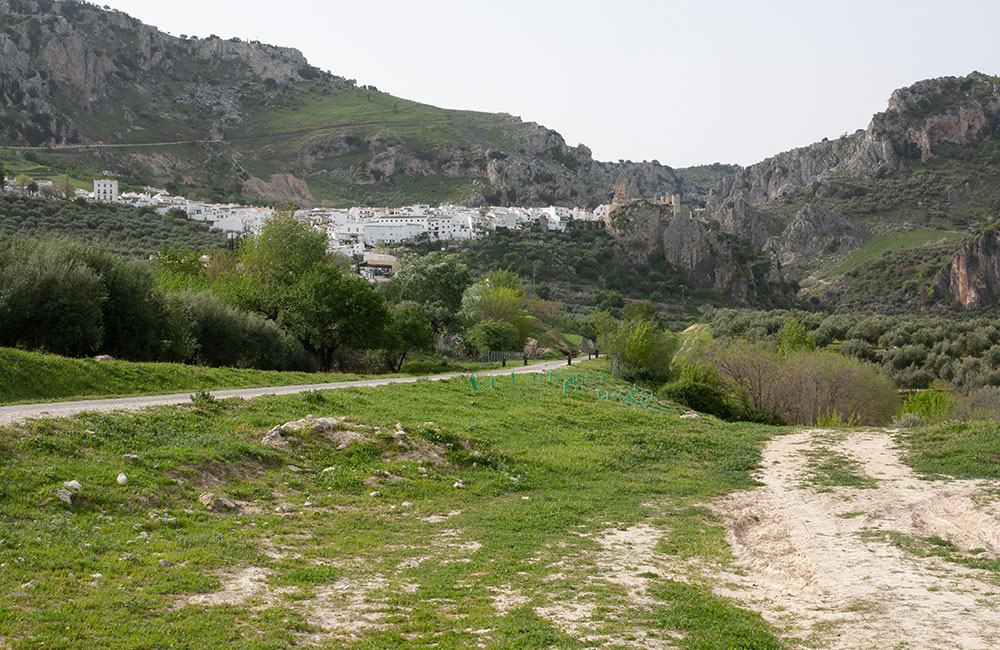 View on the White Village Cabro from the cycling route Via Verde del Aceite