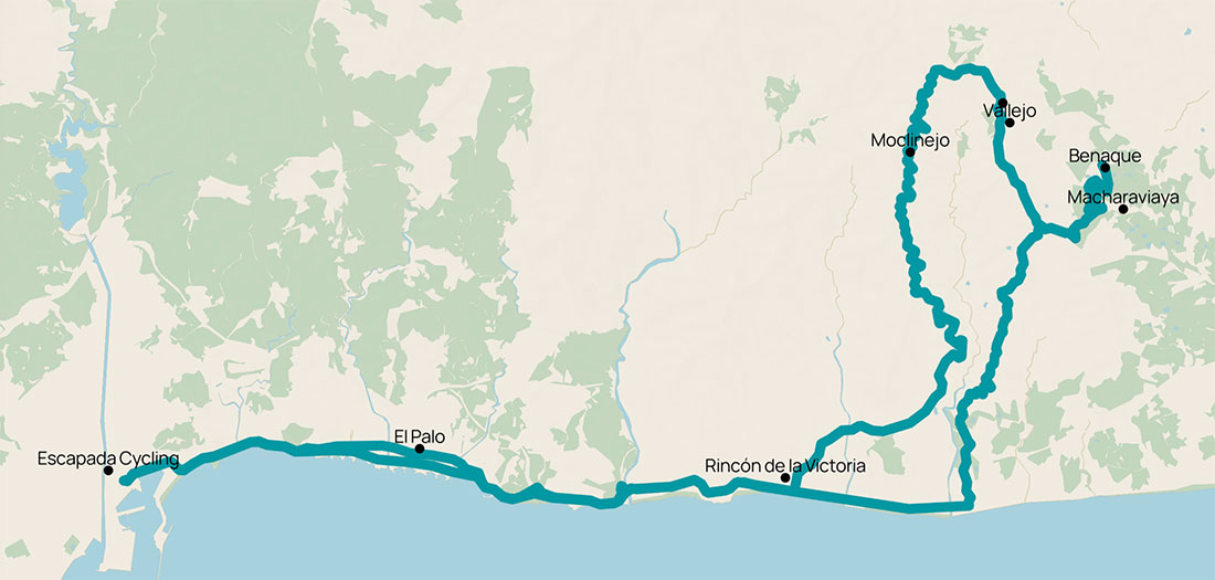 Cycling route map – Malaga - Benaque Vallejos