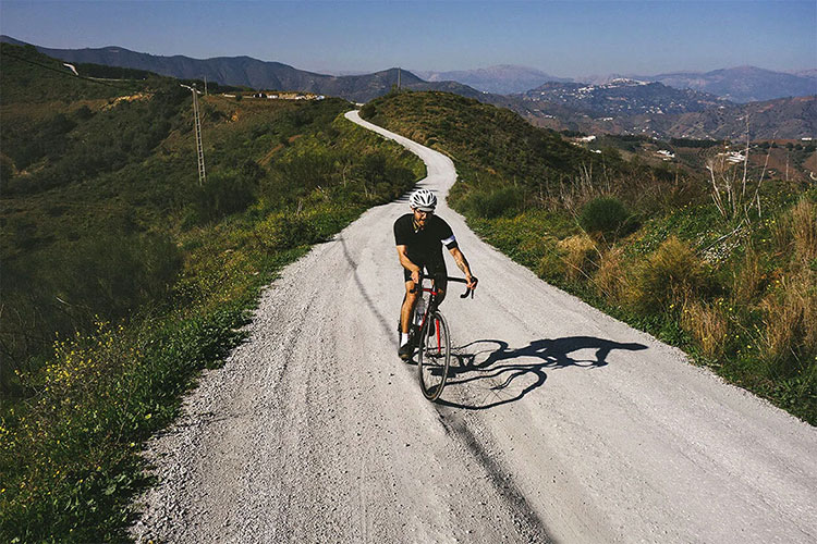 Gravel bike section during the cycling route from Malaga to Axarquia