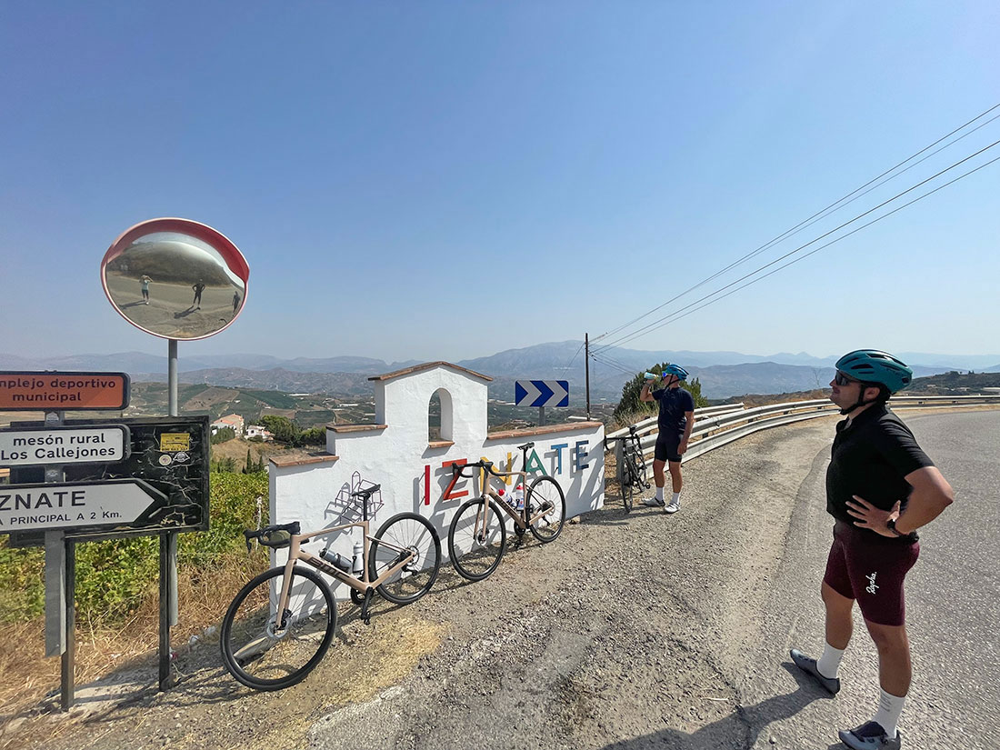 Cyclisy on the road during the one day trip starting from Malaga