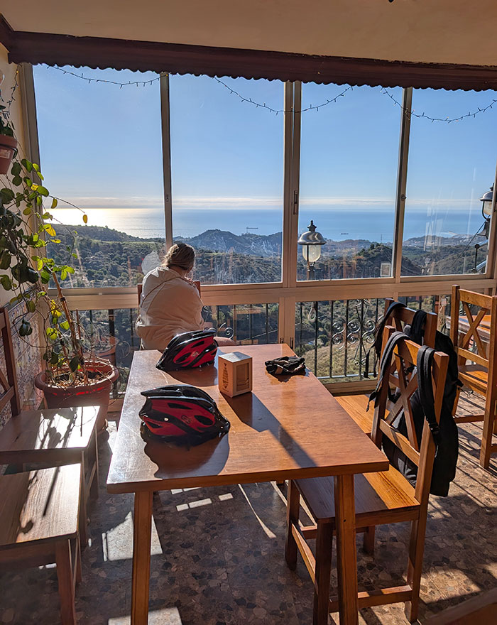 Cafe as a stop on the cycling route to Montes de Malaga