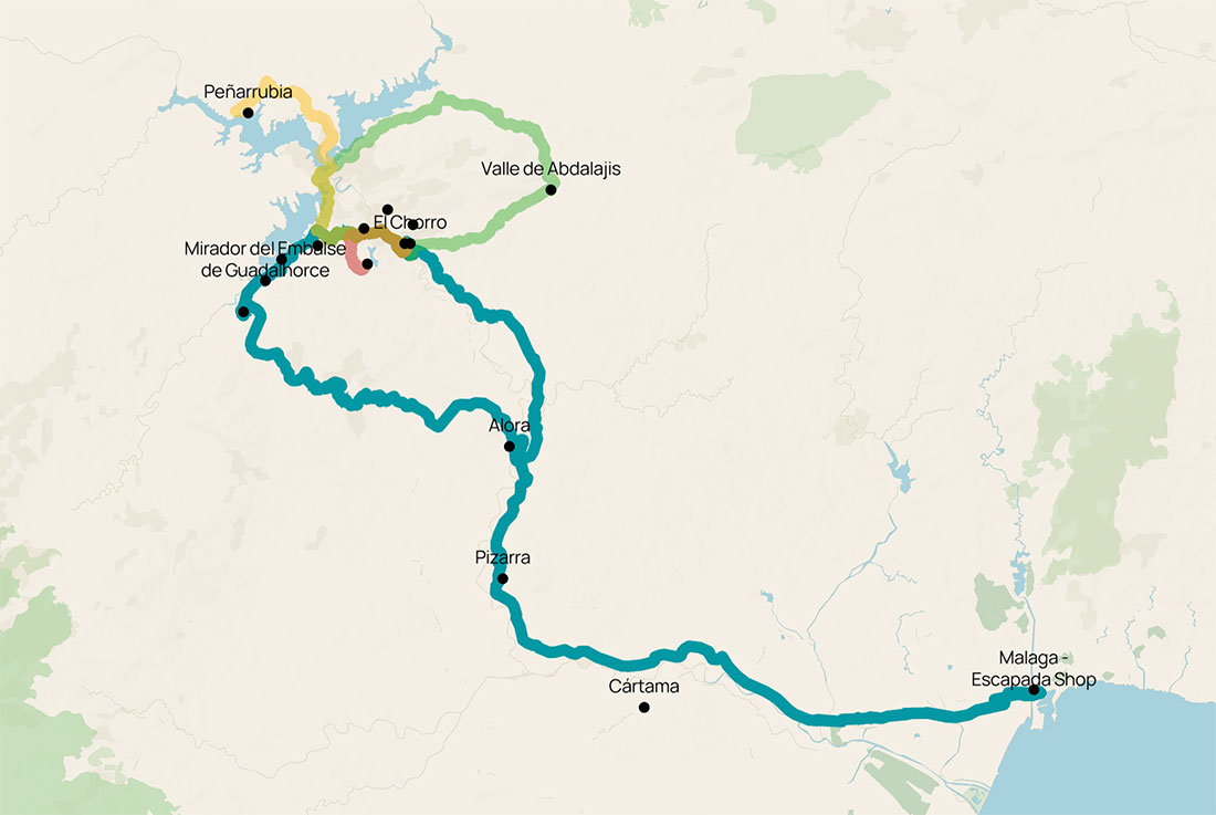 Routeplanner for cycling trips around Malaga - El Chorro - Andalusia