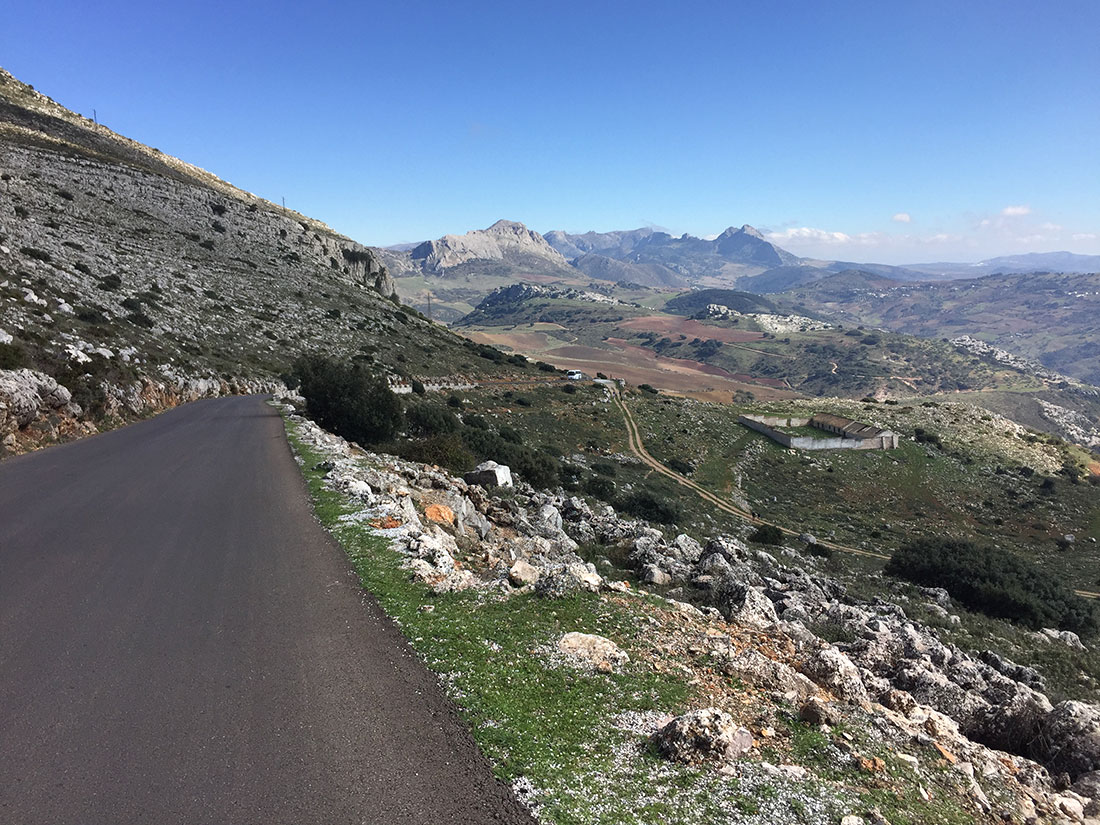 Cycling road and the view over Sierra El Torcal in Andalusia