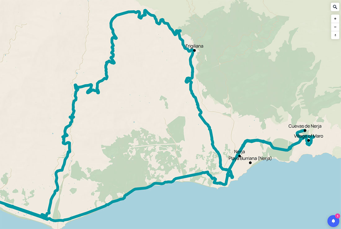 Highlights on the part of the bike route around Nerja
